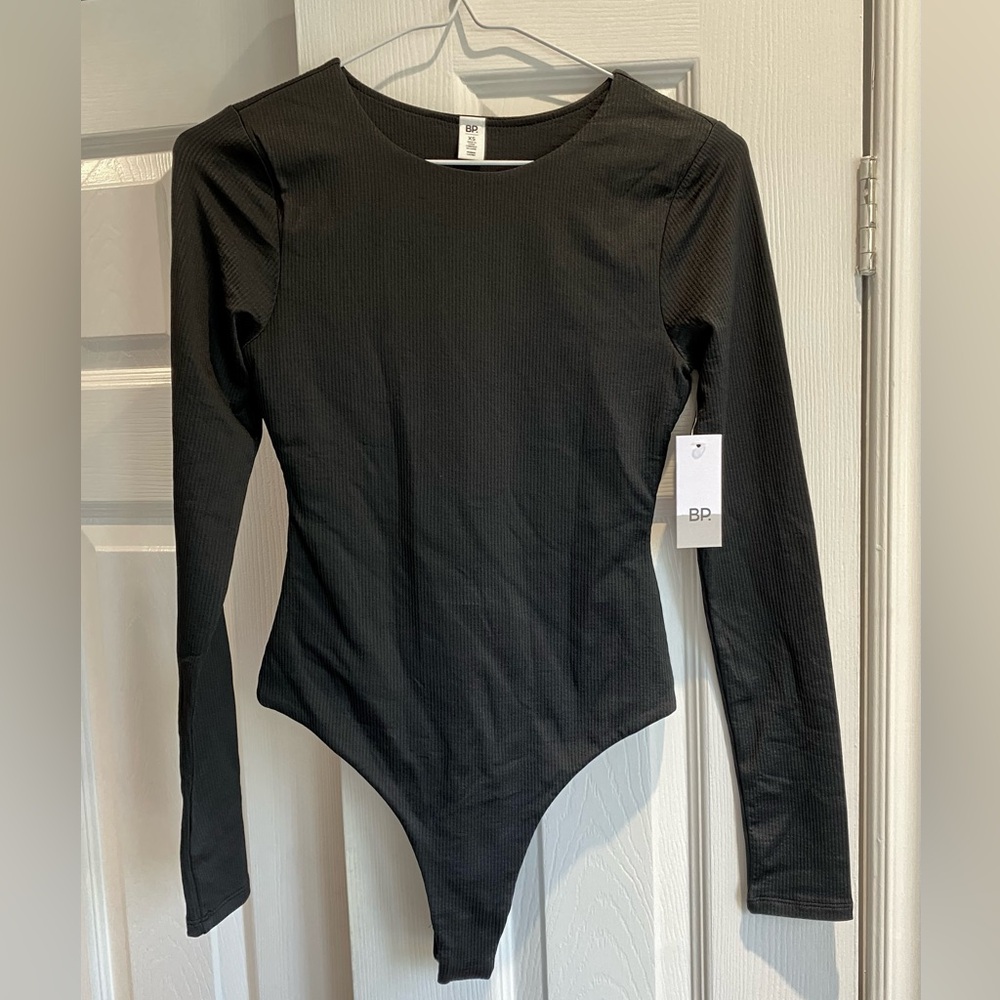 BP. Nordstrom Black Ribbed Nylon Spandex Bodysuit